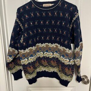Vintage Patterned Knit Grandpa Sweater